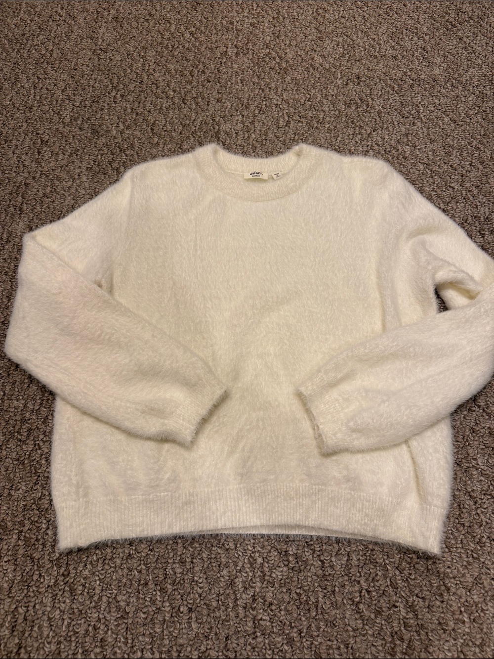 dylan Cream Fuzzy Crewneck Sweater